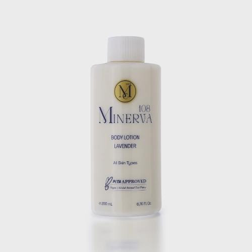 Minerva108 Vegan Lavender Body Lotion, Long-Lasting Hydrating Body Moisturizer, Cruelty Free PETA Approved, 200ml (200 ml)