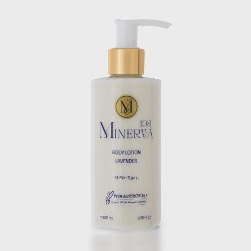 Minerva108 Vegan Lavender Body Lotion, Long-Lasting Hydrating Body Moisturizer, Cruelty Free PETA Approved, 200ml (200 ml)