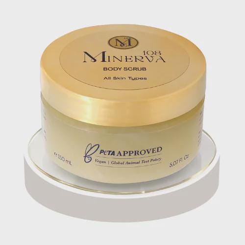 Minerva108 Vegan Body Scrub, Smoothing Hydrating Polish, Natural Cruelty-Free Body Care (150 ml / 350 ml)