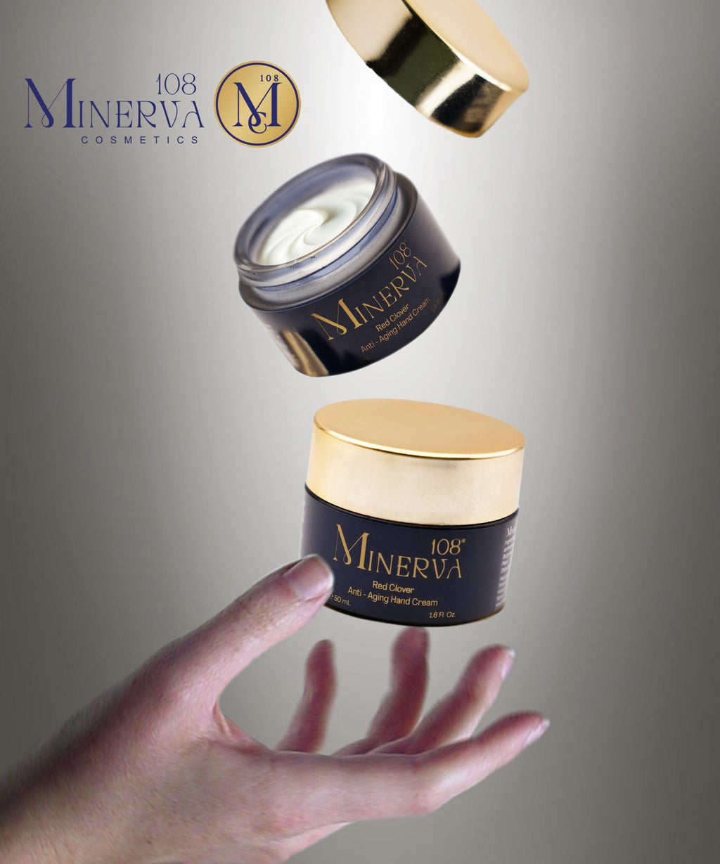 Minerva108 Kırmızı Yonca Yaşlanma Karşıtı El Kremi, Vegan Nemlendirici (50 ml)