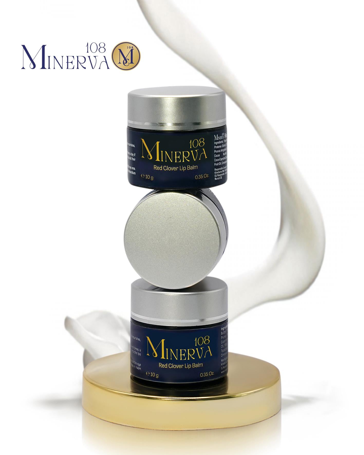 Minerva108 Red Clover Lip Balm, Vegan Plumping, Black Pepper Cinnamon (10 ml)
