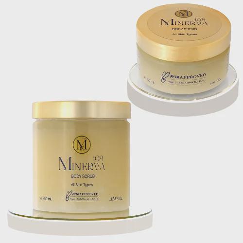 Minerva108 Vegan Body Scrub, Smoothing Hydrating Polish, Natural Cruelty-Free Body Care (150 ml / 350 ml)
