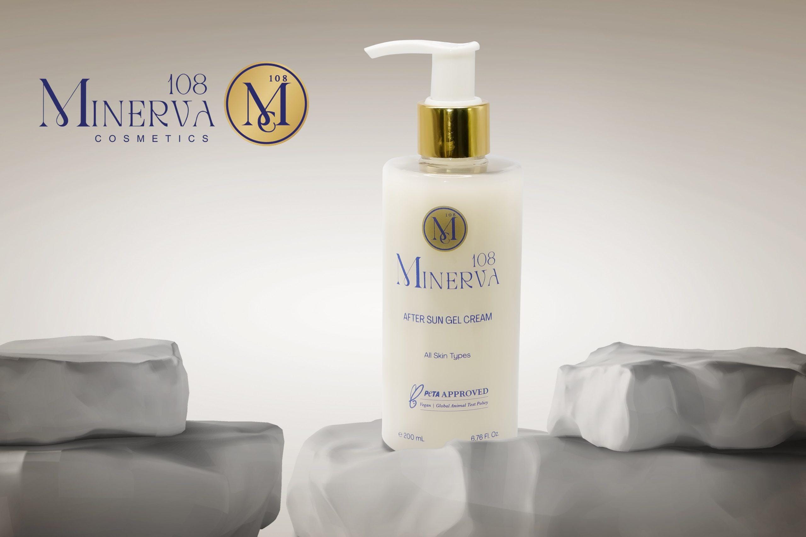 Minerva108 Cosmetics Vegan After Sun Gel Cream, Cooling Soothing Body Care (200 ml)