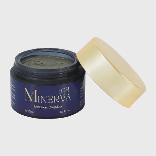 Minerva108 Red Clover Clay Mask, Vegan Kaolin Aloe Deep Cleansing Detox (50 ml)
