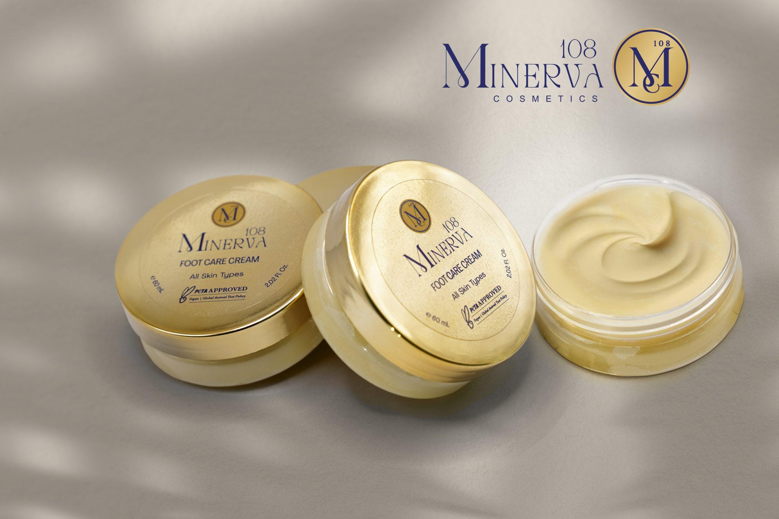 Minerva108 Vegan Foot Cream, Cracked Heel Moisturizer, PETA Approved (60 ml)